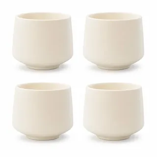 FloraVigo 4 Stück Espressobecher-Set, 200 ml hochwertige Keramik-Espressotassen, ohne Henkel, modernes Design, Geschenkidee Es ist ein wunderbares Geschenk für einen guten Freund (cremefarben)