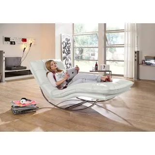 W.SCHILLIG Relaxliege "daily dreams" in Waffelkissen-Optik, Schaukelgestell Chrom glänzend, in 2 Breiten, weiß z59