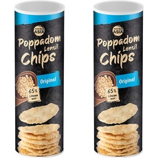 BONASIA Poppadom Lentil Chips Original – Leicht salzige Linsenchips aus 65% Linsenmehl, glutenfrei, vegan (1 x 70 g) (Packung mit 2)