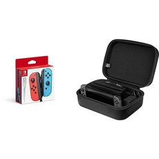 Nintendo Joy-Con 2er-Set Neon-Rot/Neon-Blau & Amazon Basics - Reise- und Aufbewahrungsbox f√or die Nintendo Switch, Schwarz