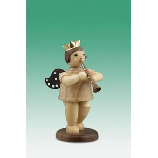Engelmusikant Engel mit Klarinette mit Krone natur Höhe 6cm NEU Holzengel Holz