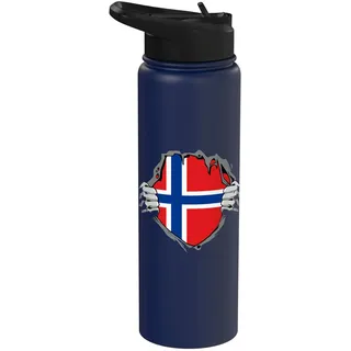 Norwegen Truhe Norwegische Flagge Norwegischer Stolz Norwegische Wurzeln Stainless Steel Insulated Water Bottle