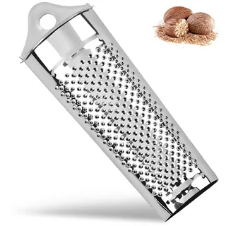 HMCEY Muskatreibe Edelstahl 4.5 X 13.7 CM,Muskatnuss Reibe mit Vorratsfach zur Aufbewahrung Von Muskatnüssen,Küchenreibe Klein,Küchenwerkzeug Multifunktions für Muskatnüsse, Zitronenschale, Ingwer