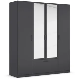 Rauch Möbel BARI Drehtürenschrank Kleiderschrank Grau-Metallic, 1 Schublade, mit Spiegel, 181x210x54cm