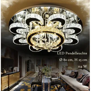 LED Pendelleuchte 6021-80 mit Fernbedienung Lichtfarbe Steuerbar. Kristall klar und bernstein K9. A+,LED Wohnzimmerleuchte Kronleuchte Pendelleuchte Deckenlampe Deckenstrahler led Deckenleuchte Hängeleuchte Hängelampe LED lampe LED Leuchte Beleuchtung Ein