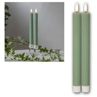 Star Trading LED Stabkerze Flamme Stripe 25 cm grün