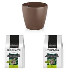 Lechuza Classico Color 28, Muskat, Hochwertiger Kunststoff, Inkl. Bewässerungssystem, Für Innen- und Außenbereich, 13203+"PON 3L Pflanzsubstrat, Neutral+PON 6L Pflanzsubstrat, Neutral