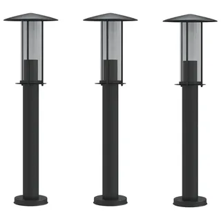 vidaXL Wegeleuchten 3 Stk. Schwarz 60 cm Edelstahl - Schwarz