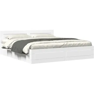 vidaXL Bettgestell mit Kopfteil ohne Matratze Weiß 180x200 cm - Weiß