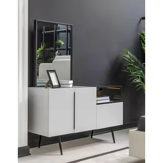 Kommode Spiegel Holz Set Modern Design Möbel Gruppe Weiß Luxus 2tlg - Weiß