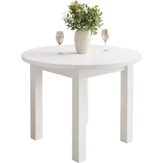 OLEA runder Esstisch, Weiß / Weiß - ø100 cm, ohne Stühle - Weiß