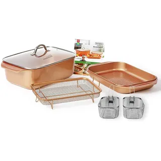 Mediashop Copperline WonderCooker 14-in-1 Küchenset Auflaufform, Grillpfanne, Bräter, Slow Cooker u. v. m. Kochgeschirr für alle Herdarten Versand Edition in neutraler Verpackung M23642