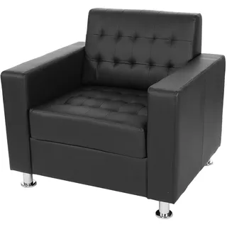 Mendler Sessel Kunda, Clubsessel Loungesessel, Kunstleder, Metall-Füße ~ schwarz