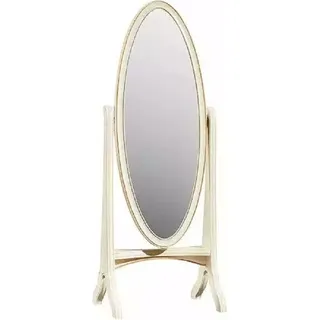 Wohnzimmer Bodenspiegel Holzrahmen Oval Weiß JVmoebel - Weiß