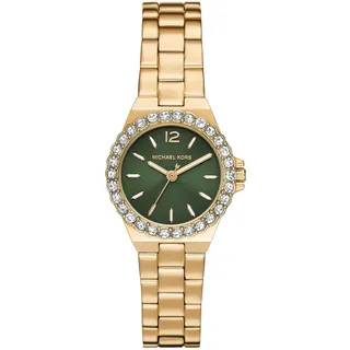 Michael Kors Lennox Uhr für Damen, Quarzwerk mit Edelstahl- oder Lederarmband, Goldton und Grün, 30MM