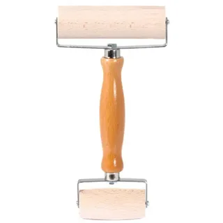 Stretch-Teig Doppel Walze Holz Grau 3x27x12 CM Elettro Center
