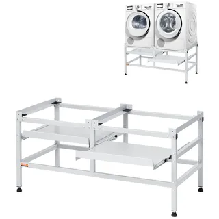 Vevor Waschmaschinen-Untergestell, 1230x635x625 mm Podest für Waschmaschine, 267 kg Tragkraft, Waschmaschinen- & Trocknersockel mit Doppelablagen, 4 verstellbare Füße zum Anheben von Waschmaschinen