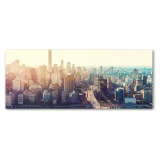 Tulup® Küchenrückwand Spritzschutz aus Glas -125x50 -Spritzschutz auf gehärtetes Glas Deko Sehenswürdigkeiten New York - Blau