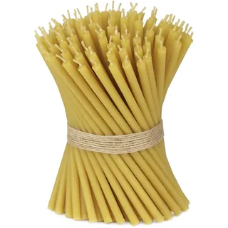 NKlaus 400g. Bienenwachs Altarkerzen Kirchenqualität dünne Kerzen Ritualkerzen - Bienenwachskerzen Gelb (ca. 100 Stück) 36261