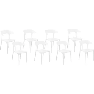 BELIANI Esszimmerstuhl 8er Set Weiß Kunststoff Stapelbar Skandi Modern für Innen- und Außenbereich Garten Terrasse Balkon Wohnzimmer Esszimmer - Weiß