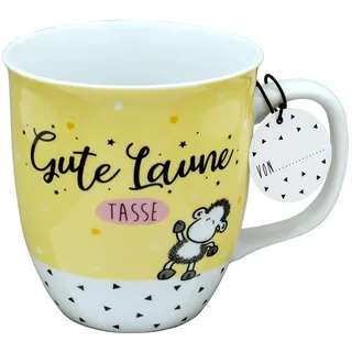 SHEEPWORLD Tasse mit Motiv "Gute Laune" | Sprüche-Tasse, Porzellan, Tasse mit Spruch, 40 cl | Geschenk | 46457