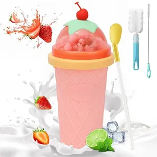 Wiederverwendbar Slush Cup Slushy Maker Silikon Becher Strohhalmlöffel