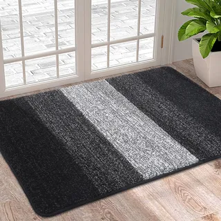 Homaxy Schmutzfangmatte Innen, rutschfeste Fußmatte, Maschinenwaschbare Robust Fussmatte Saugstarke Türmatte für Hund, Eingang, Haustür (43 x 76 cm, Schwarz)