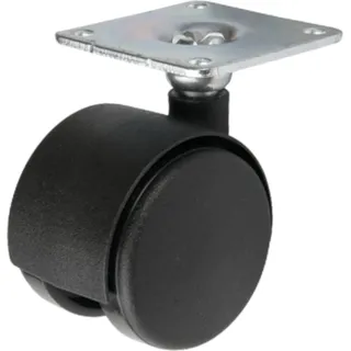 Möbelrad Durchmesser 50mm/40kg, Klemmplatte | Möbelrad | Räder für Möbel, Bürostuhl, Beistellbett, Schreibtischstuhl, Hocker | Stuhl-Rad | Schwarz