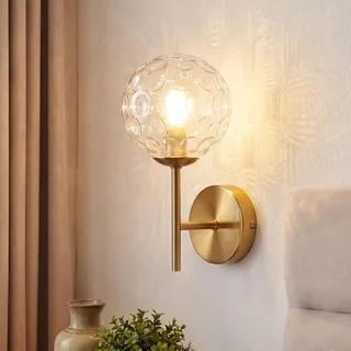 ZMH Wandleuchte Innen Ø24CM Gold Glaskugel G9 Wohnzimmer Wandlampe Flurlampe Metall Wandbeleuchtung Wand Dekorative Nachttischlampe für Hotel Bad - Gold