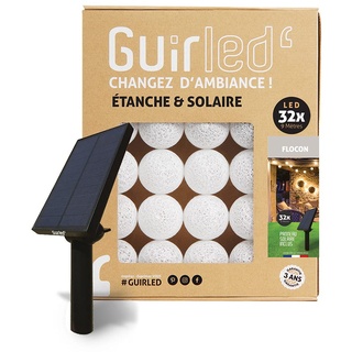 GuirLED - Solar Lichterkette Außen Kugeln LED - Wasserdicht IP55 - Automatisches EIN/AUS - 32 Kugeln 6 m- Flocon