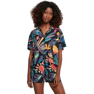 Urban Classics Viscose Resort Kurzarmhemd - Black fruity - S