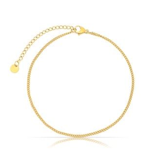 Made by Nami Edelstahl Damen Fußkettchen mit starkem Karabiner-Verschluss - verschiedene Designs - Frauen Fußkette Gold - Mädchen Fußschmuck - Geschenk für Sie (Gold Plain)