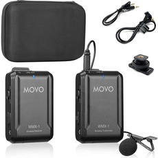 Movo WMX-1 2.4GHz Drahtloses Lavalier-Mikrofonsystem, kompatibel mit DSLR-Kameras, Camcordern, iPhone, Android-Smartphones und Tablets (60 m Audio-Reichweite)