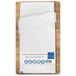 linea by böhmerwald - nature - Leinen- / Baumwolledecke sommerleicht, 200x200, 60% Leinen / 40% Baumwolle, Allergiker geeignet, waschbar schonend bis 40°C, in Deutschland produziert