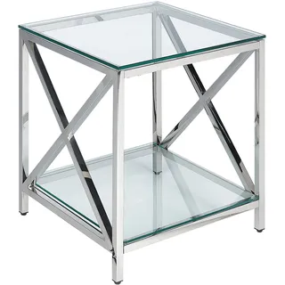 Beliani Beistelltisch Glas silber quadratisch 45/45 cm Audet