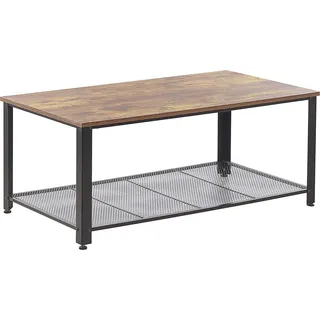 BELIANI Couchtisch Braun mit Schwarz MDF Platte 106 x 60 cm Holzoptik Metall Gestell Stauraumfläche Rechteckig Minimalistisch Modern - Braun, Schwarz