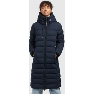 khujo Steppmantel "AETHE" knielanger Schnitt, mit Kapuze, hochschließender Kragen, aus Polyester, blau nights