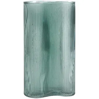 Ambia Home Vase , Grün , Glas , rund , 16x29.5x10 cm , zum Stellen, auch für frische Blumen geeignet , Dekoration, Vasen, Glasvasen