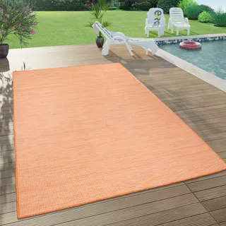 Outdoor Teppich Balkon Terrasse Grau Rosa Grün Pastellfarben Flachgewebe Grösse 60x100 cm - Orange