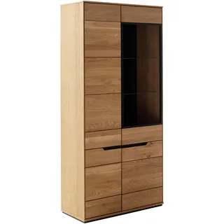 MCA living Stauraumvitrine MCA LIVING "Araya Vitrine", braun (eichenfarben), B:92,5cm H:195,5cm T:40,5cm, Holzwerkstoff, Massivholz, Schränke, Türen gedämpft