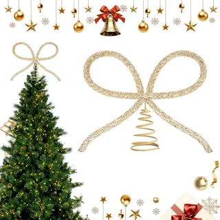 Weihnachtsbaumspitze 30 cm Aus Glas, Elegante Christbaumspitze In Gold, Hochwertige Baumspitze Weihnachten Für Wohnzimmer, Partydeko, Familie & Geschenkideen