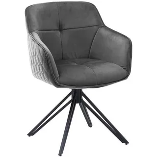 Mid.you Armlehnstuhl , Grau , Textil , eckig, Drehteller , 59x82x62 cm , Esszimmer, Stühle, Polsterstühle