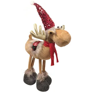 com-four® Premium Weihnachts-Rentier - winterliche Elch-Figur als Dekoaufsteller - niedliche Weihnachtsdeko als Raumschmuck - freistehende Figur auf Stelzenbeinen - schwedischer Dekoartikel