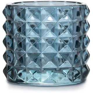 Teelichthalter aus Glas AmeliaHome Kerzenhalter Teelichtglas 7x6,5 cm Malaga Dunkelblau