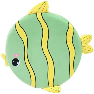 Ueiwffzo Rund Sitzkissen Kinder, Memory Schaum Stuhlkissen 40cm Cartoon Meerestiere Abnehmbar Stuhl Sitzpolster, Weiche Sitzauflage Bodenkissen für Schule Kinderzimmer (Fisch)