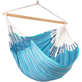 La Siesta Hängesessel , Blau, Hellblau, Dunkelblau , Holz, Textil , Bambus , 140x170x210 cm , Gartenmöbel, Gartenschaukeln, Hängesessel