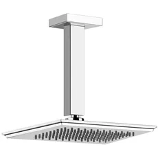 Gessi Eleganza, Duschbrausekopf für Deckenbefestigung, Höhe 243 mm, mit Gelenk, mit einem 1/2-Anschlussstück und Verkalkungsschutz, 46152, Farbe: Finox Optik