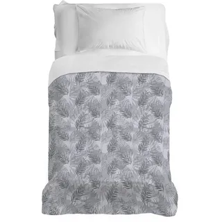 PENSIERI DELICATI Tagesdecke 220 x 280 cm, Einzeltuch 100% Baumwolle Pique, Ideal Zum Thema Wohnen, Decke Salva Bett Einzelnes Maxi, Fantasie Tropical Grau, 100% Made in Italy