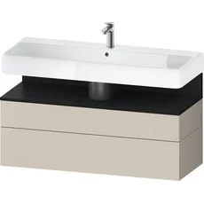 Duravit Qatego Waschtischunterbau, 1 Auszug und 1 Schublade, 1190x470x590mm, Nische Eiche Schwarz, QA4396016, Farbe: Taupe Supermatt/mit Nischenbeleuchtung