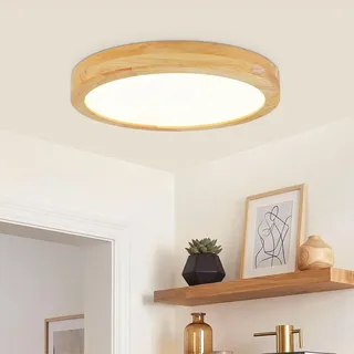 Kambo 3100Lm 24W LED Deckenlampen Holzoptik 4500K Naturweiß ∅30CM | Deckenleuchte Naturholz, Rund Holz Lampe, Skandinavischer Stil für Schlafzimmer, Wohnzimmer, Küche, Esszimmer, Flur